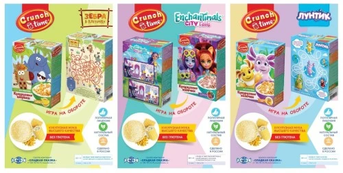 Готовые завтраки Crunch Time «Зебра в клеточку», «Лунтик» и Enchantimals