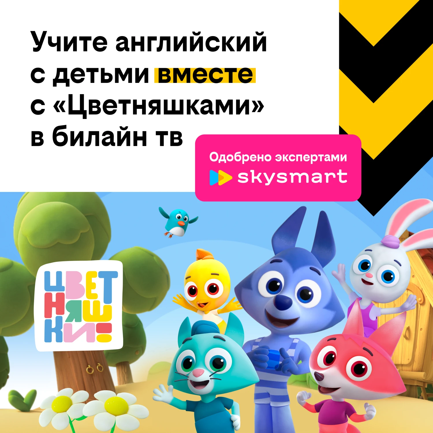 Премьера "Цветняшек" на английском языке на билайн тв в сотрудничестве со Skysmart